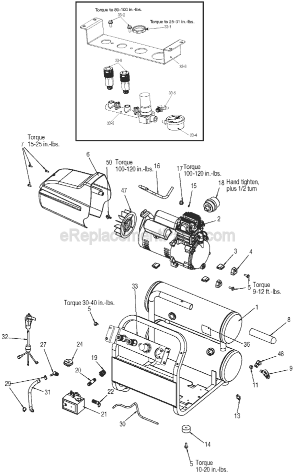 Page A Diagram and Parts List for CLFCP350 Type 0 Porter Cable Compressor